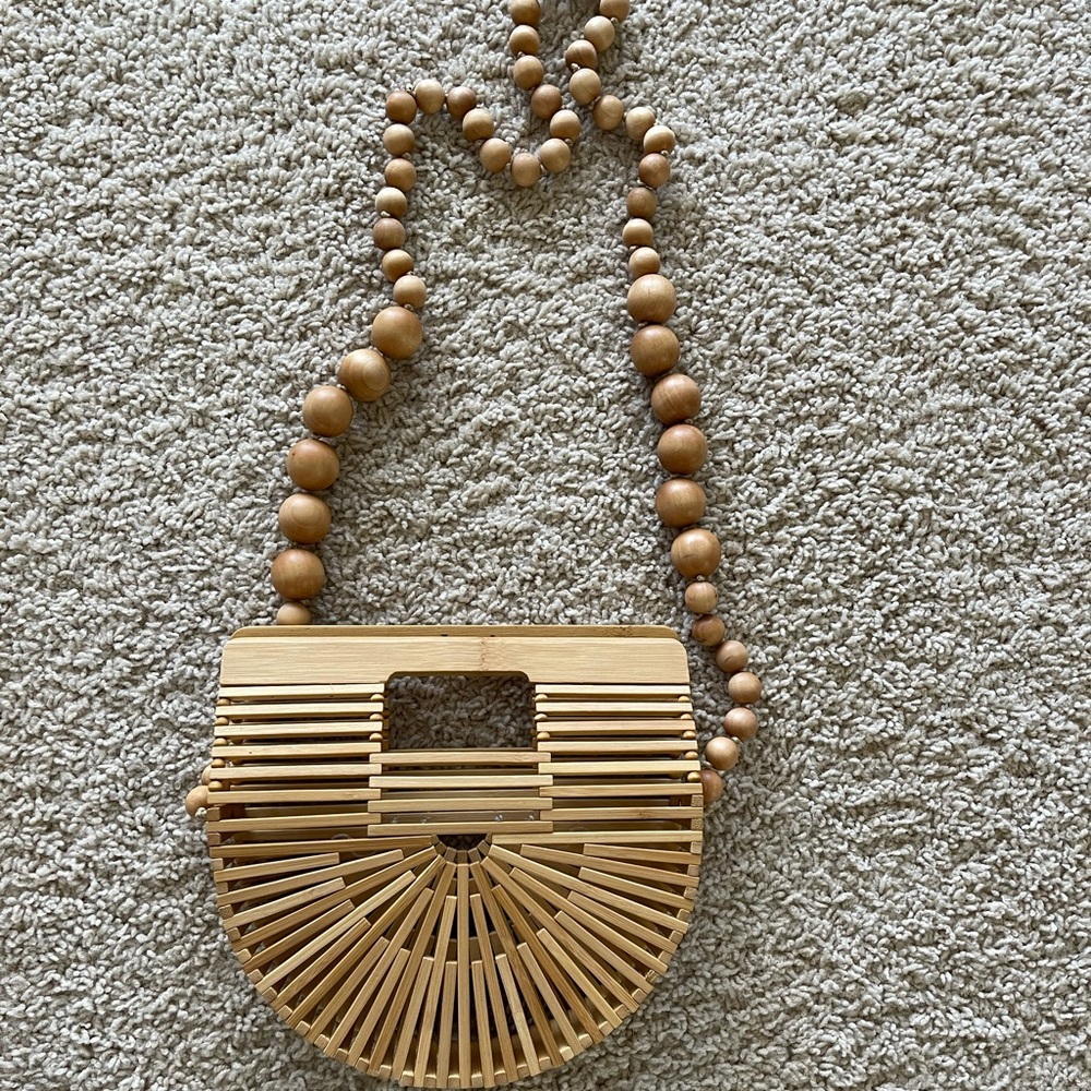 Cult Gaia wooden beaded purse